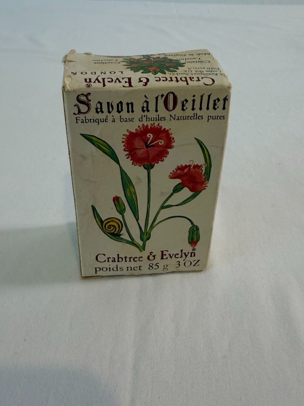 Vintage Crabtree & Evelyn London Carnation Soap 3 oz Tudor Country Soap NOS
